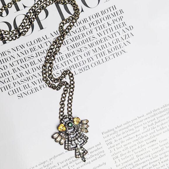 Stunning Art Deco Style MARILYN SCHIFF Rhinestones Crystal Metal Necklace - Picture 1 of 2